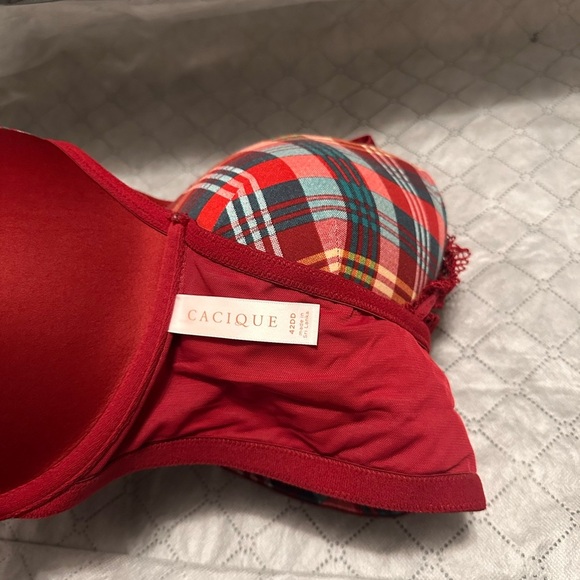 Cacique Lane Bryant Red Bra Front Closure Adorable Back with Lace 42DD NWOT - Picture 4 of 12